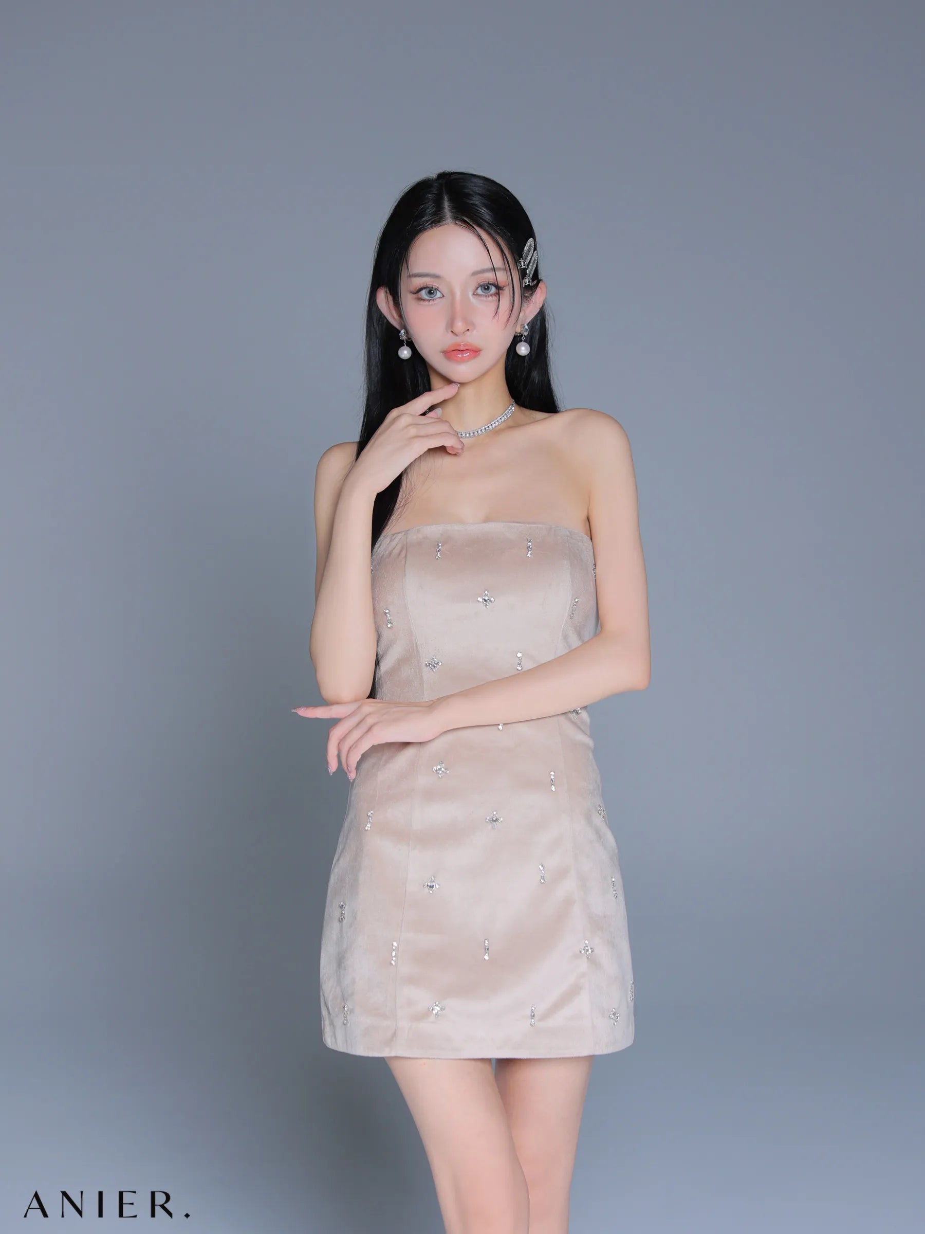 Simple bear bijou mini dress (anier4056)