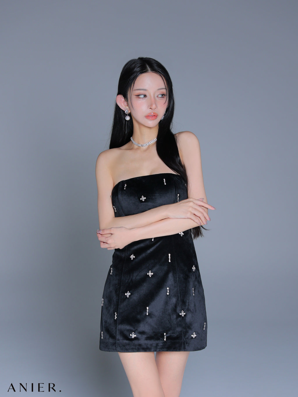 【XSサイズあり】Simple bear bijou mini dress (anier4056)