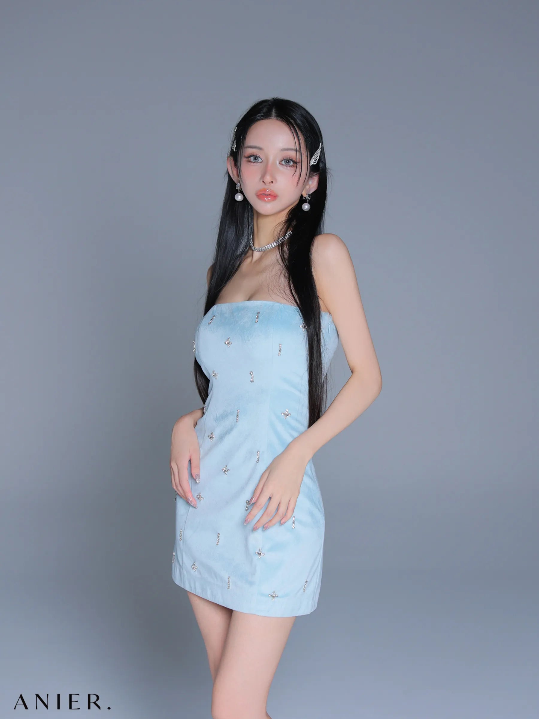 Simple bear bijou mini dress (anier4056)
