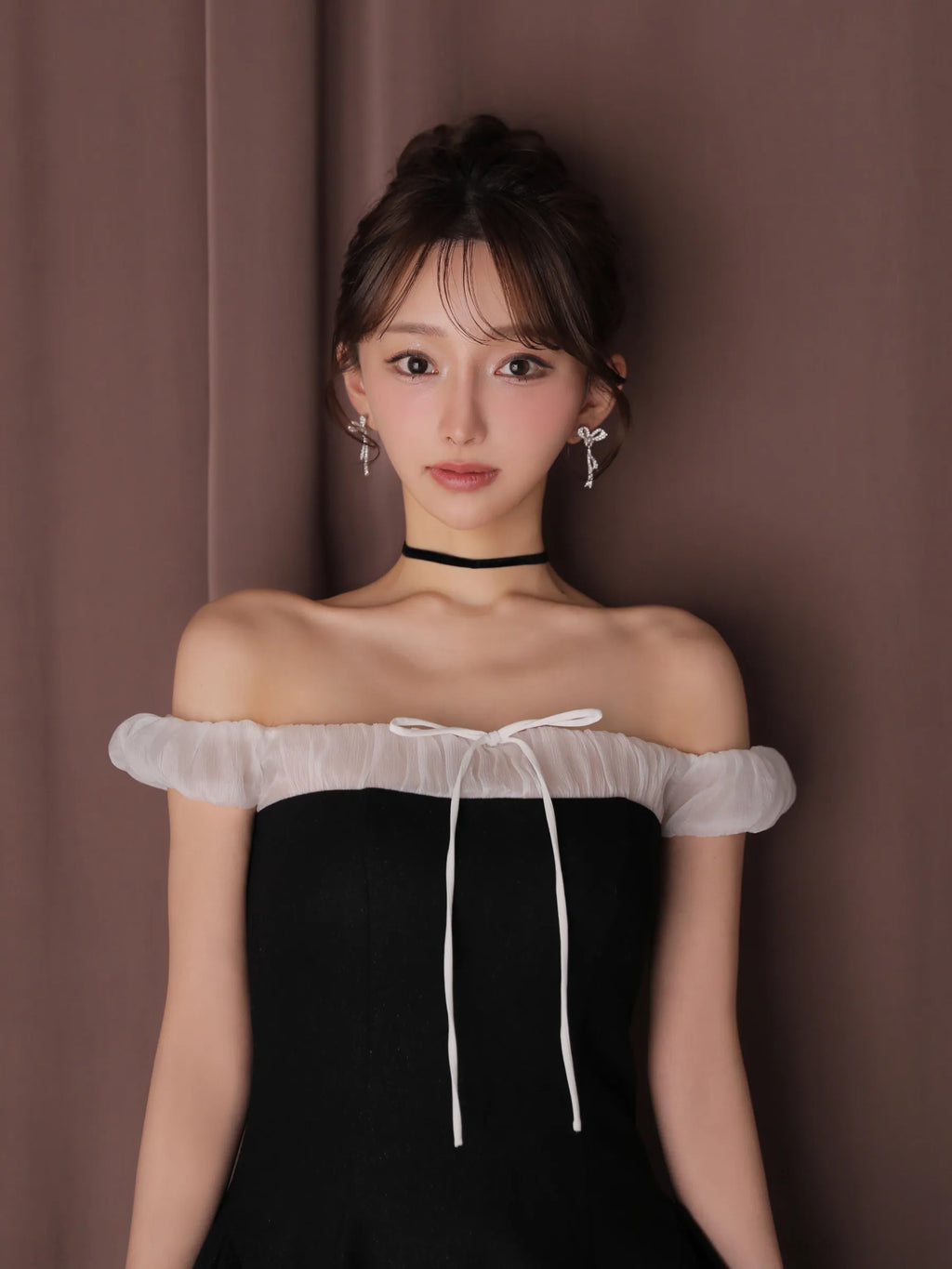Glitter flannel off-the-shoulder mini dress (anier4058)