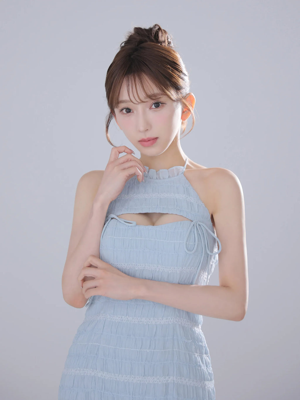 Chiffon amesuri bust cutout tight mini dress (anier4061)