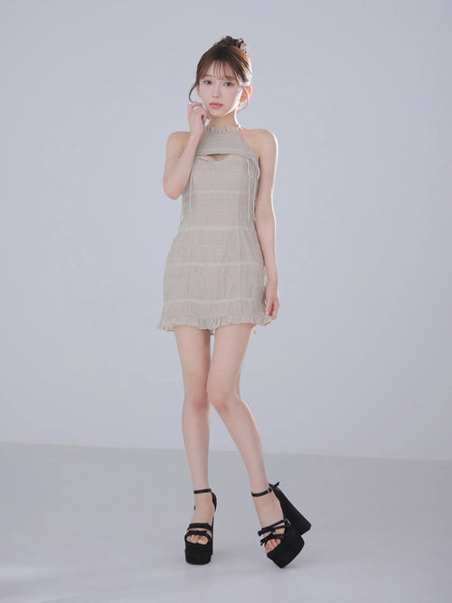 Chiffon amesuri bust cutout tight mini dress (anier4061)