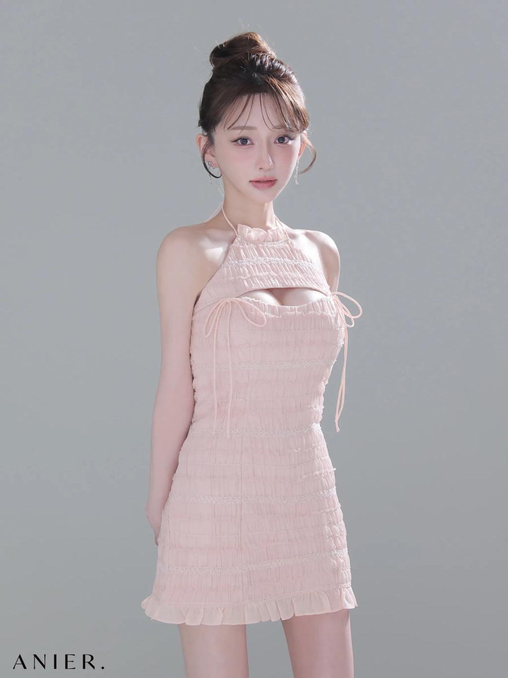 Chiffon amesuri bust cutout tight mini dress (anier4061)