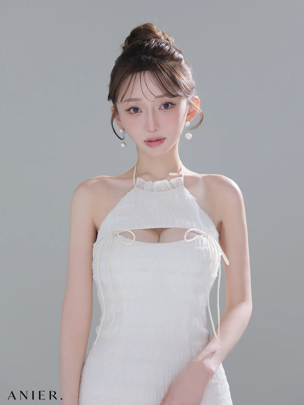 Chiffon amesuri bust cutout tight mini dress (anier4061)