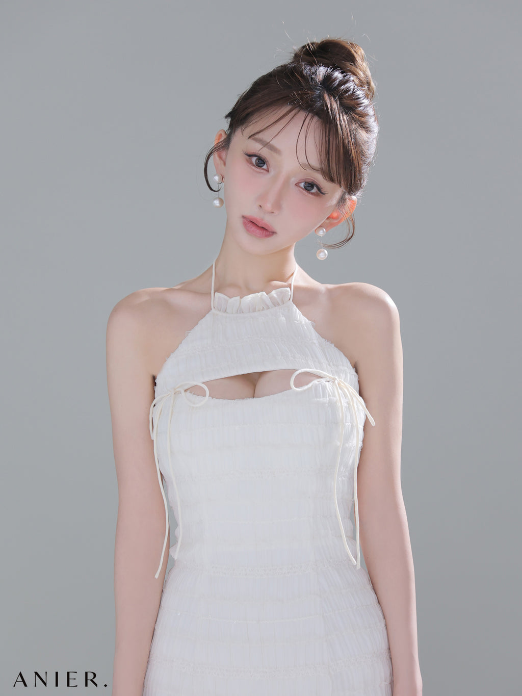 ★予約商品★【7月中旬頃入荷予定】【XSサイズあり】Chiffon amesuri bust cutout tight mini dress (anier4061)