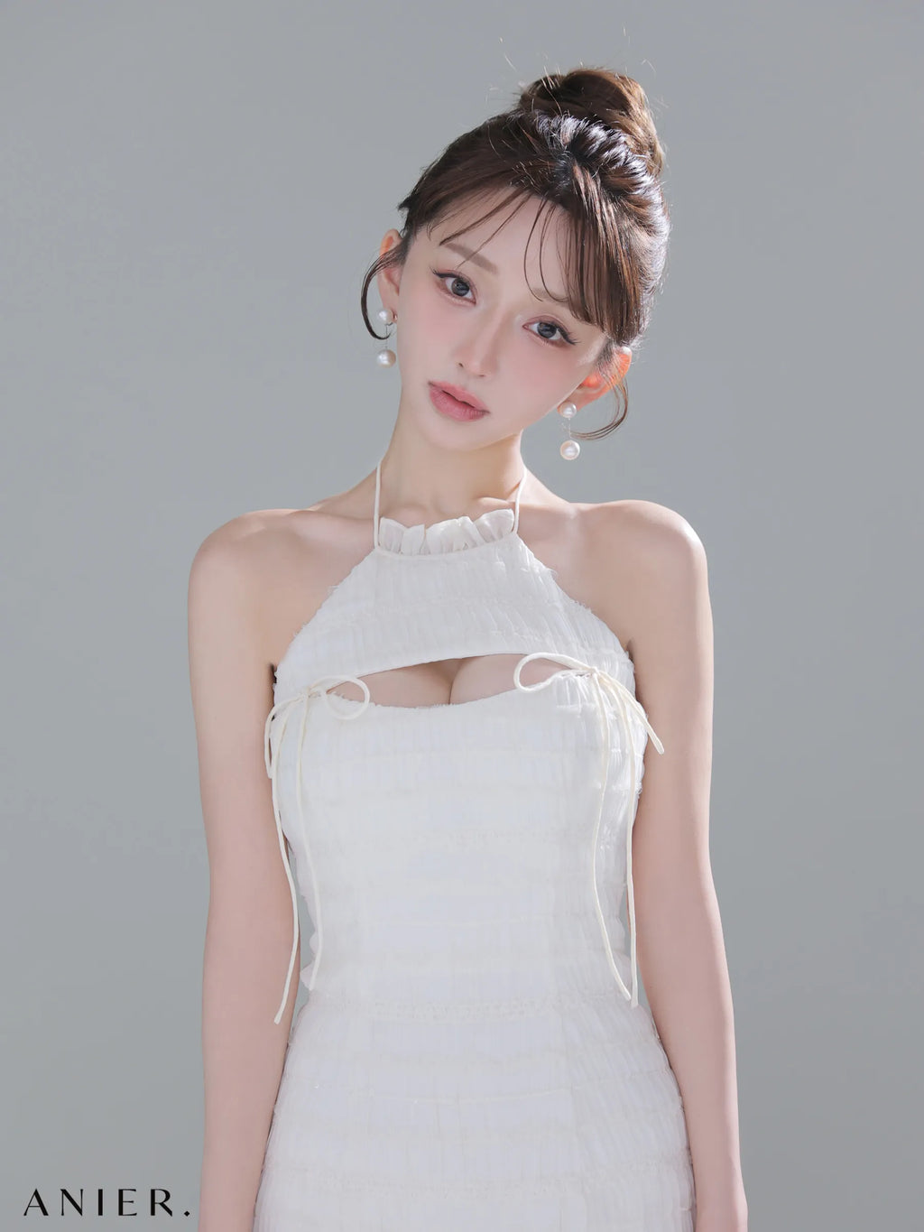 Chiffon amesuri bust cutout tight mini dress (anier4061)