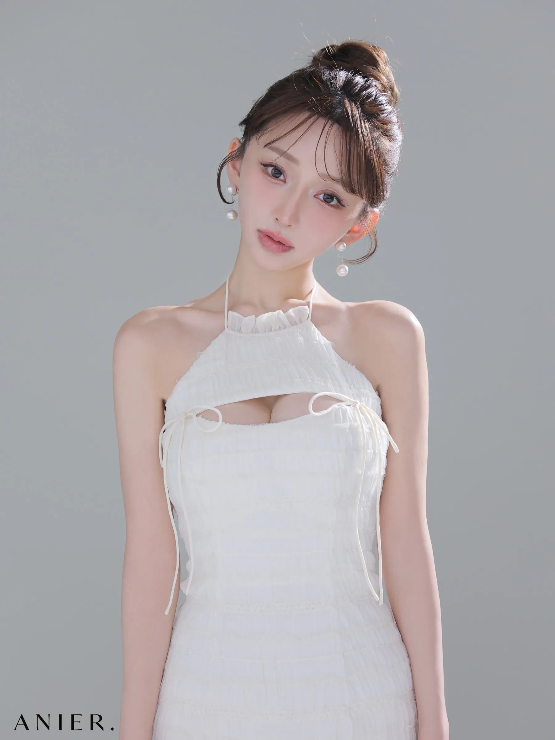 Chiffon amesuri bust cutout tight mini dress (anier4061)