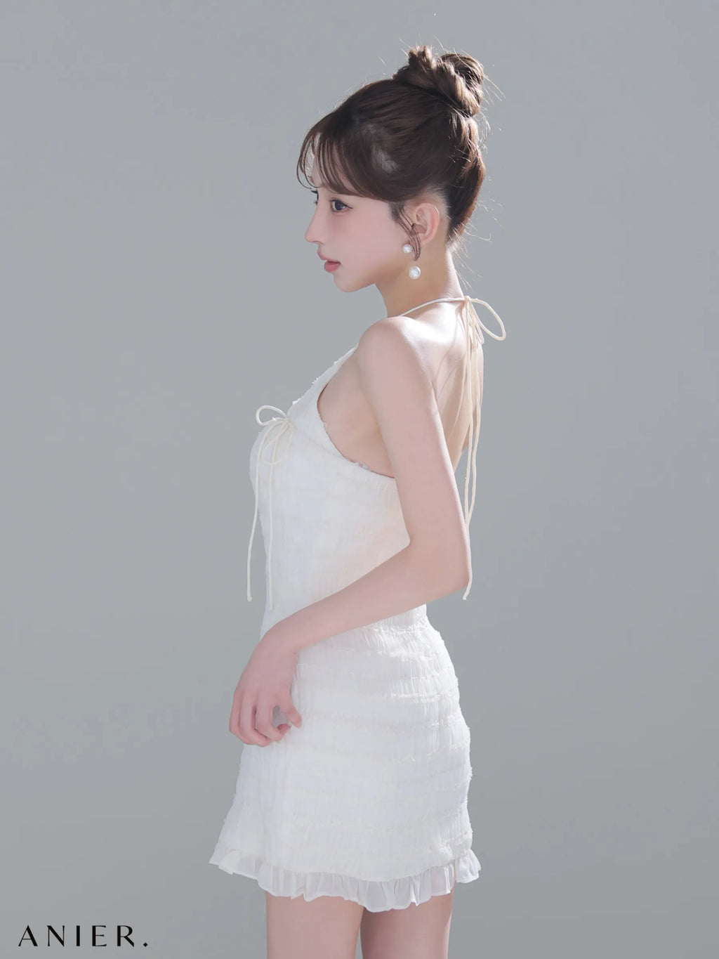 Chiffon amesuri bust cutout tight mini dress (anier4061)