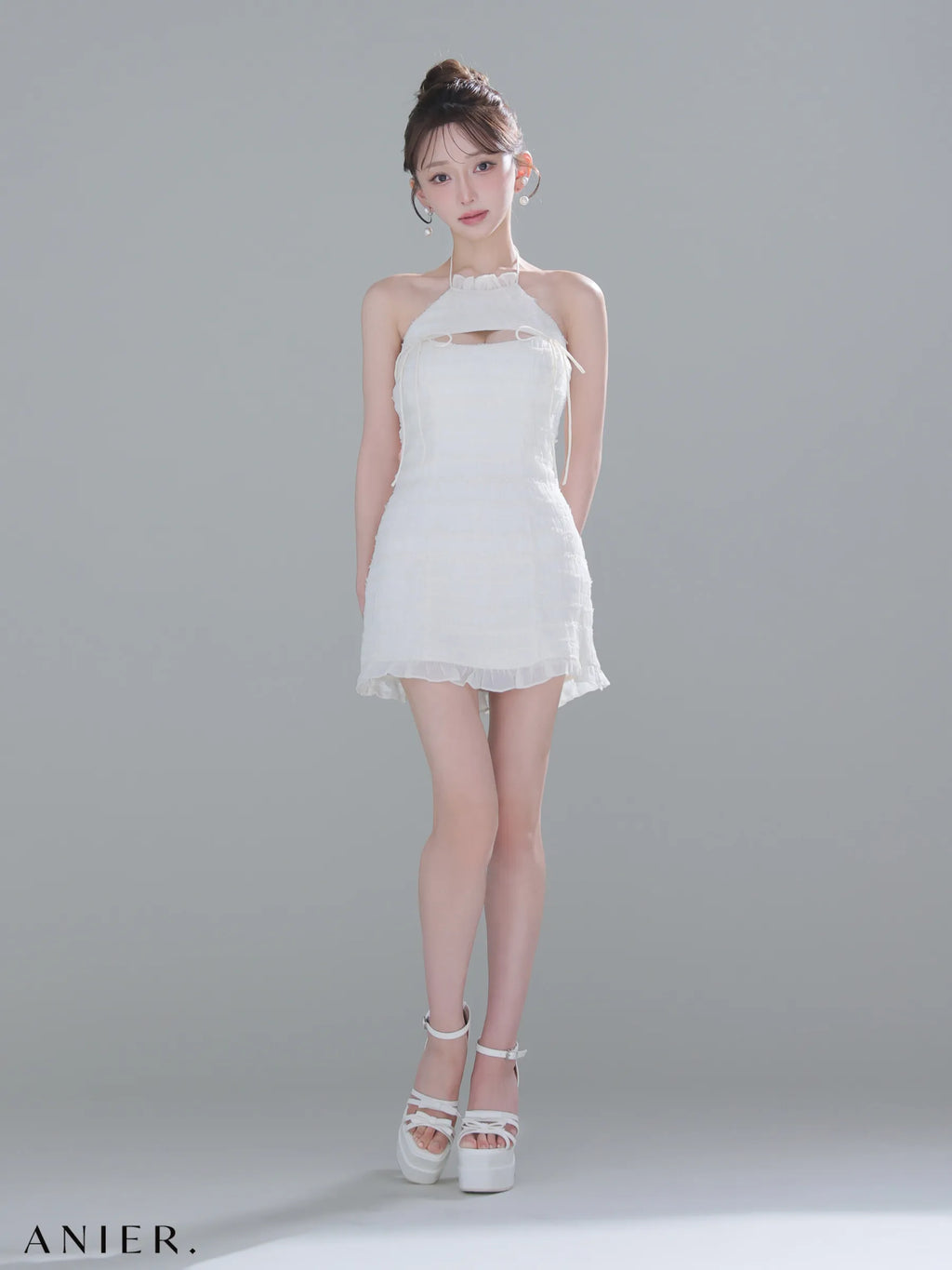 Chiffon amesuri bust cutout tight mini dress (anier4061)