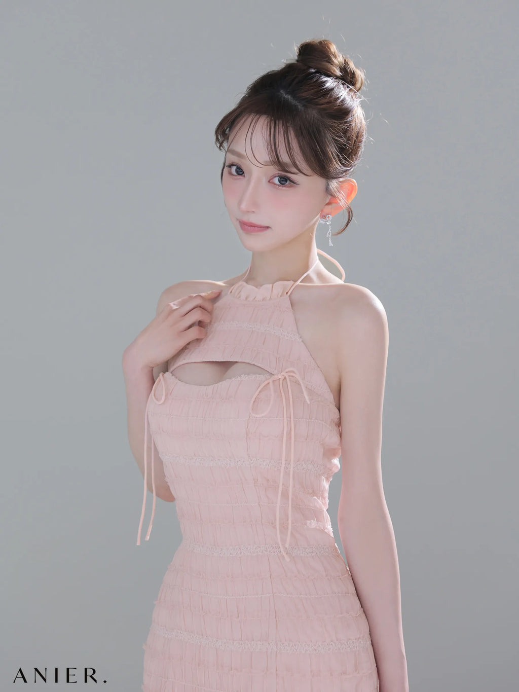 Chiffon amesuri bust cutout tight mini dress (anier4061)