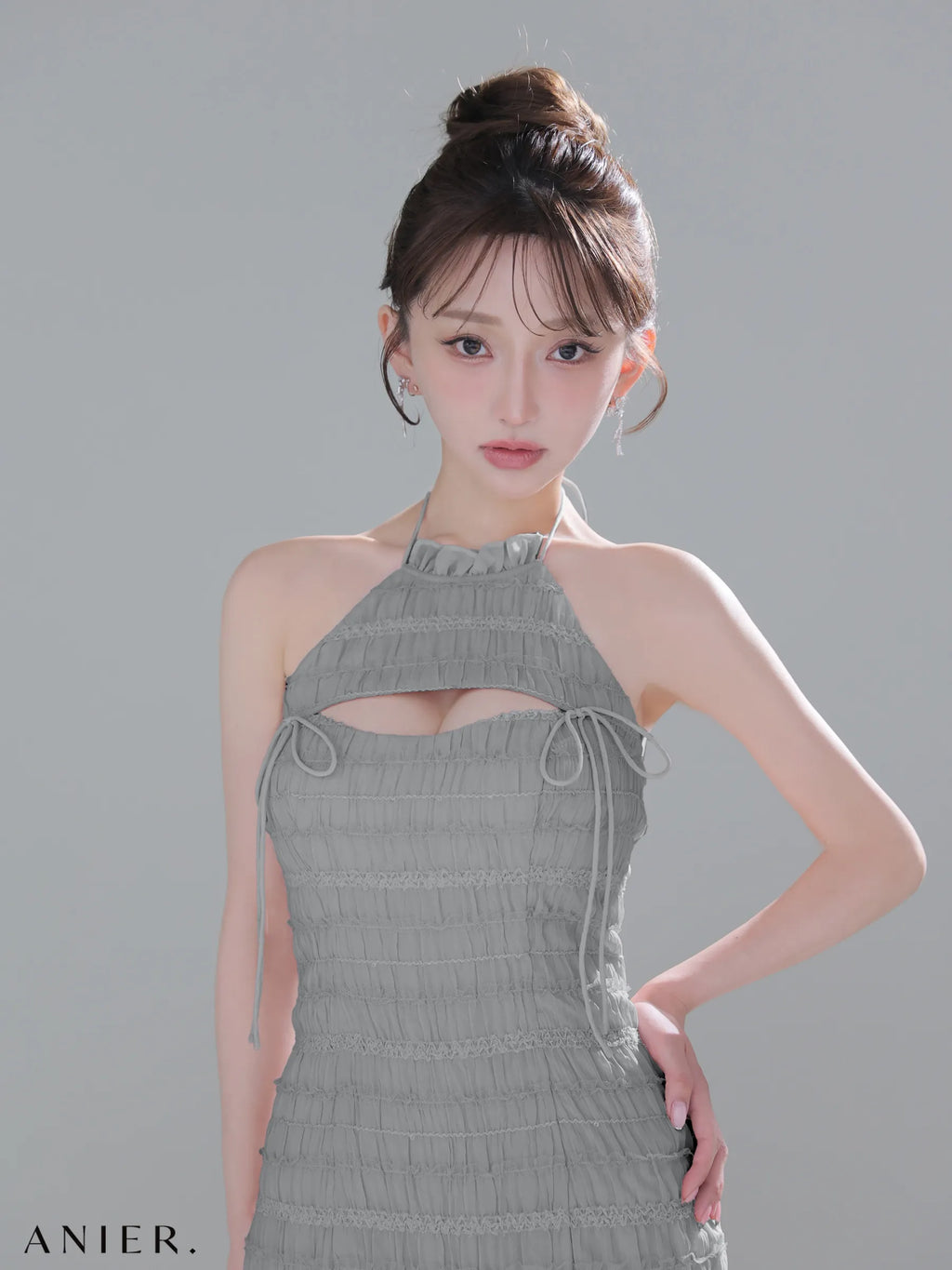 Chiffon amesuri bust cutout tight mini dress (anier4061)