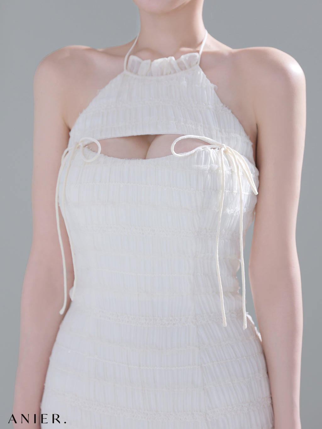 ★予約商品★【7月中旬頃入荷予定】【XSサイズあり】Chiffon amesuri bust cutout tight mini dress (anier4061)