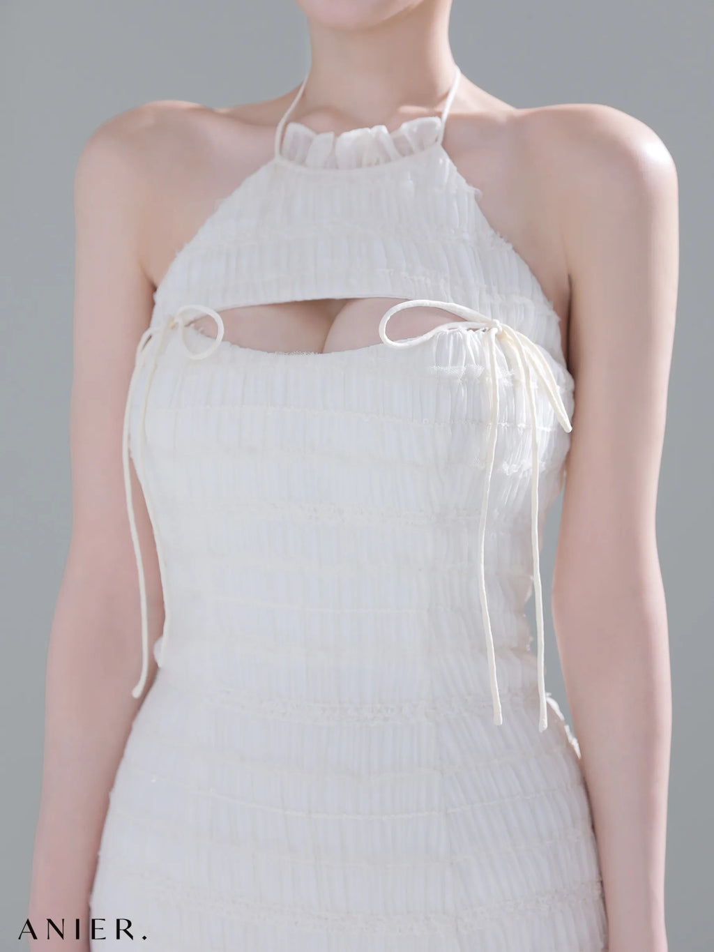 Chiffon amesuri bust cutout tight mini dress (anier4061)