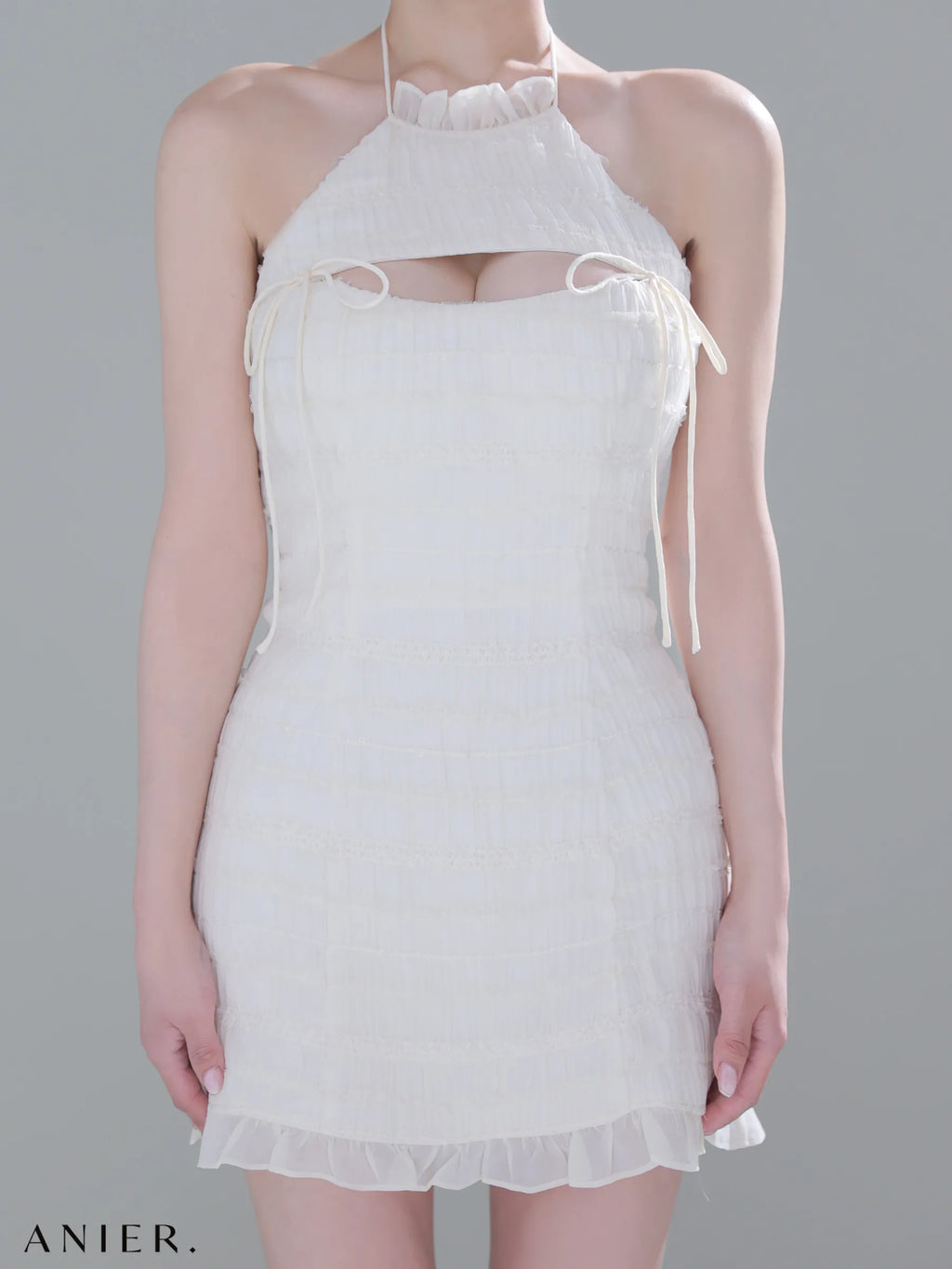 Chiffon amesuri bust cutout tight mini dress (anier4061)
