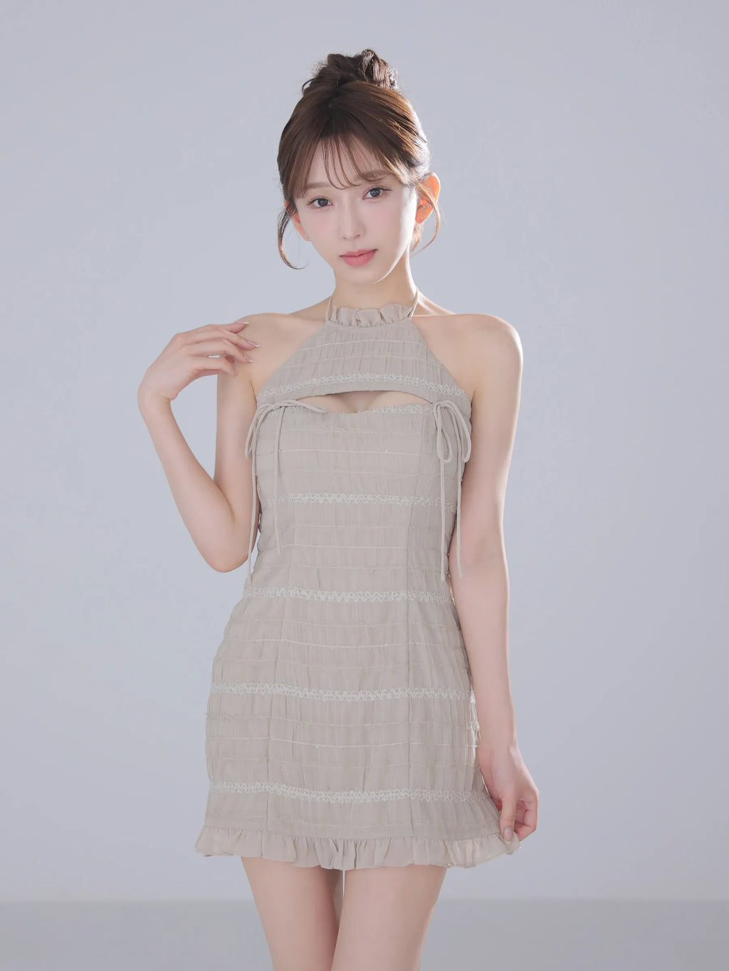 Chiffon amesuri bust cutout tight mini dress (anier4061)