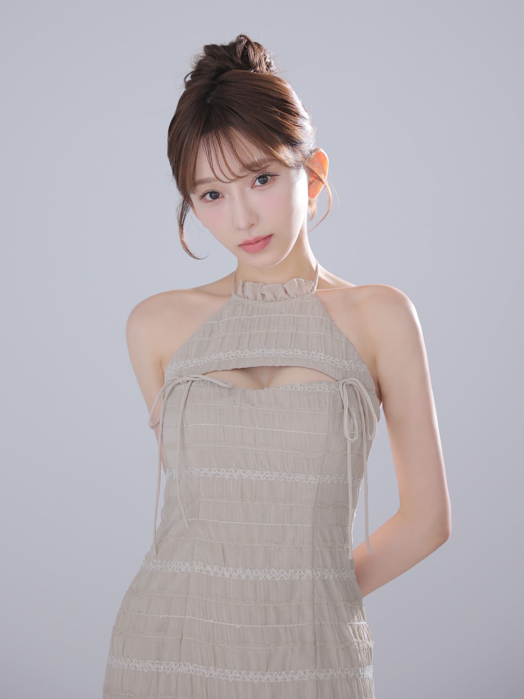 【XSサイズあり】【新色追加】Chiffon amesuri bust cutout tight mini dress (anier4061)