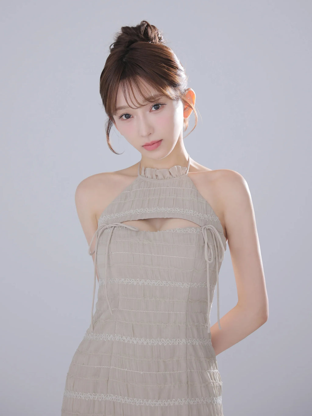 Chiffon amesuri bust cutout tight mini dress (anier4061)