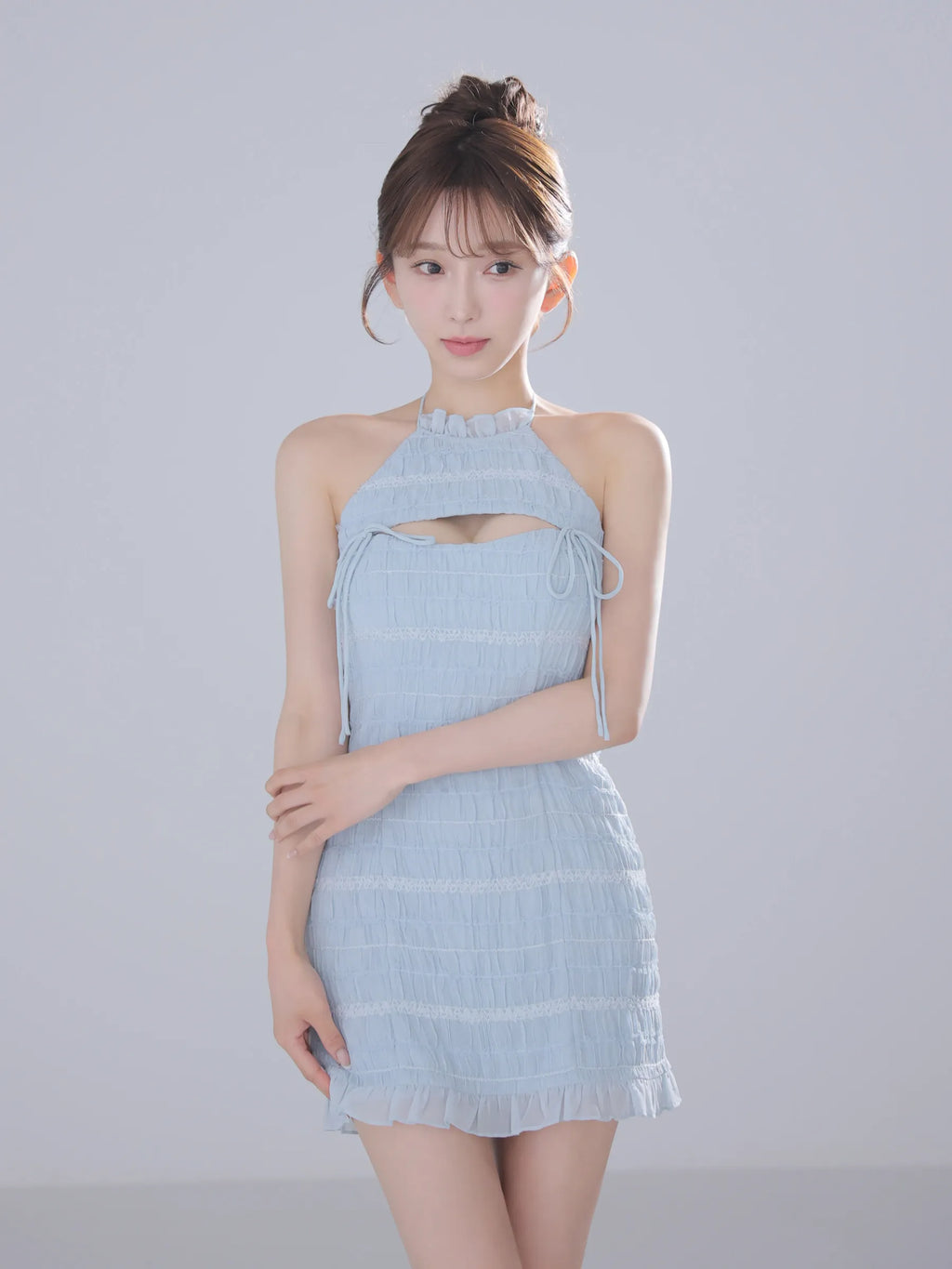 Chiffon amesuri bust cutout tight mini dress (anier4061)