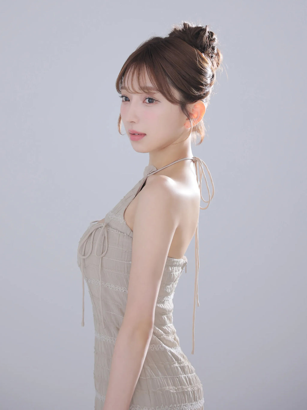 Chiffon amesuri bust cutout tight mini dress (anier4061)
