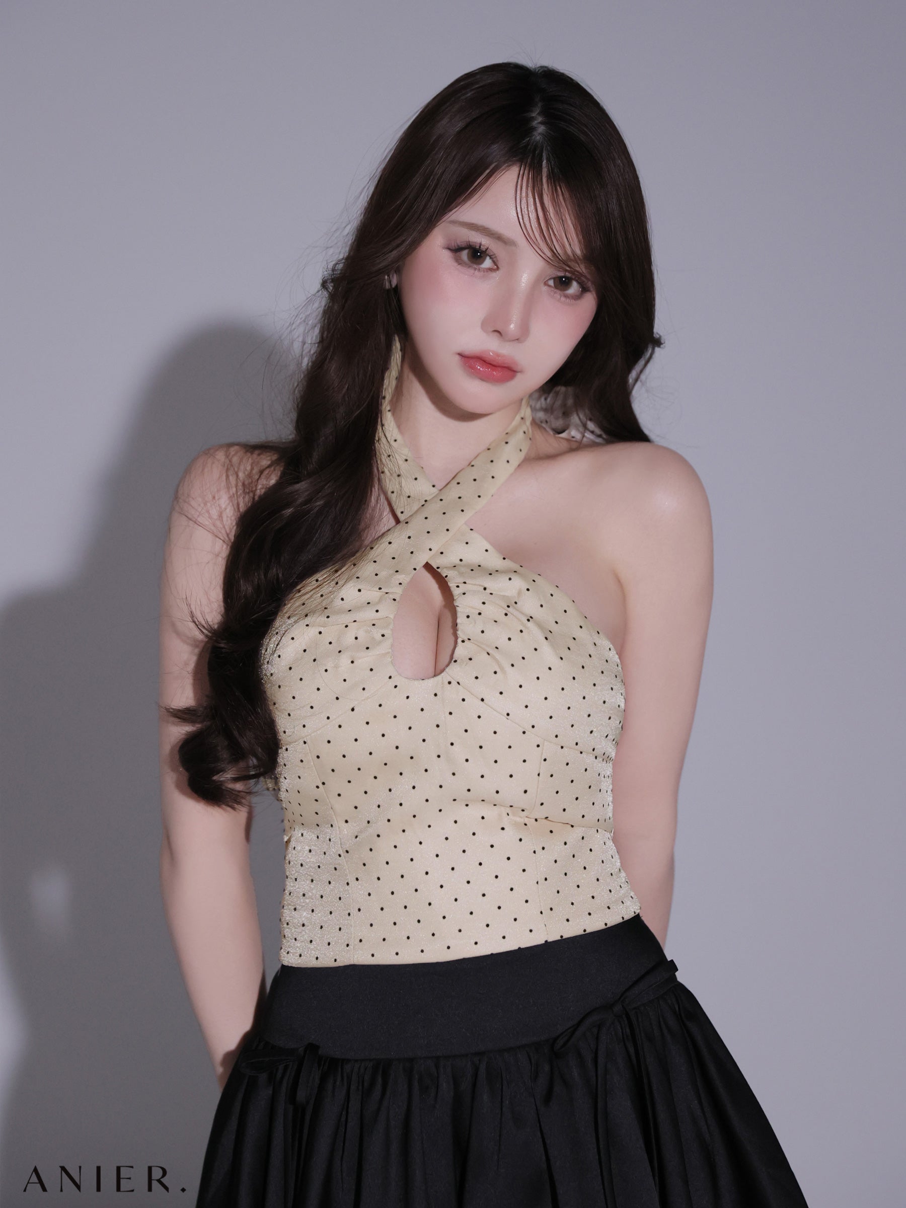 ★一部予約商品★【8月上旬頃入荷予定】【XSサイズあり】 Dot organdy×balloon skirt two-piece mini dress (anier4065)