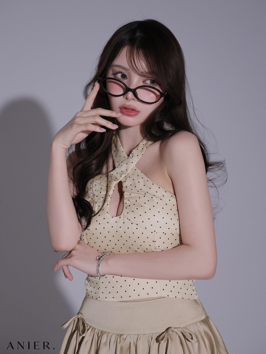 ★一部予約商品★【8月上旬頃入荷予定】【XSサイズあり】 Dot organdy×balloon skirt two-piece mini dress (anier4065)
