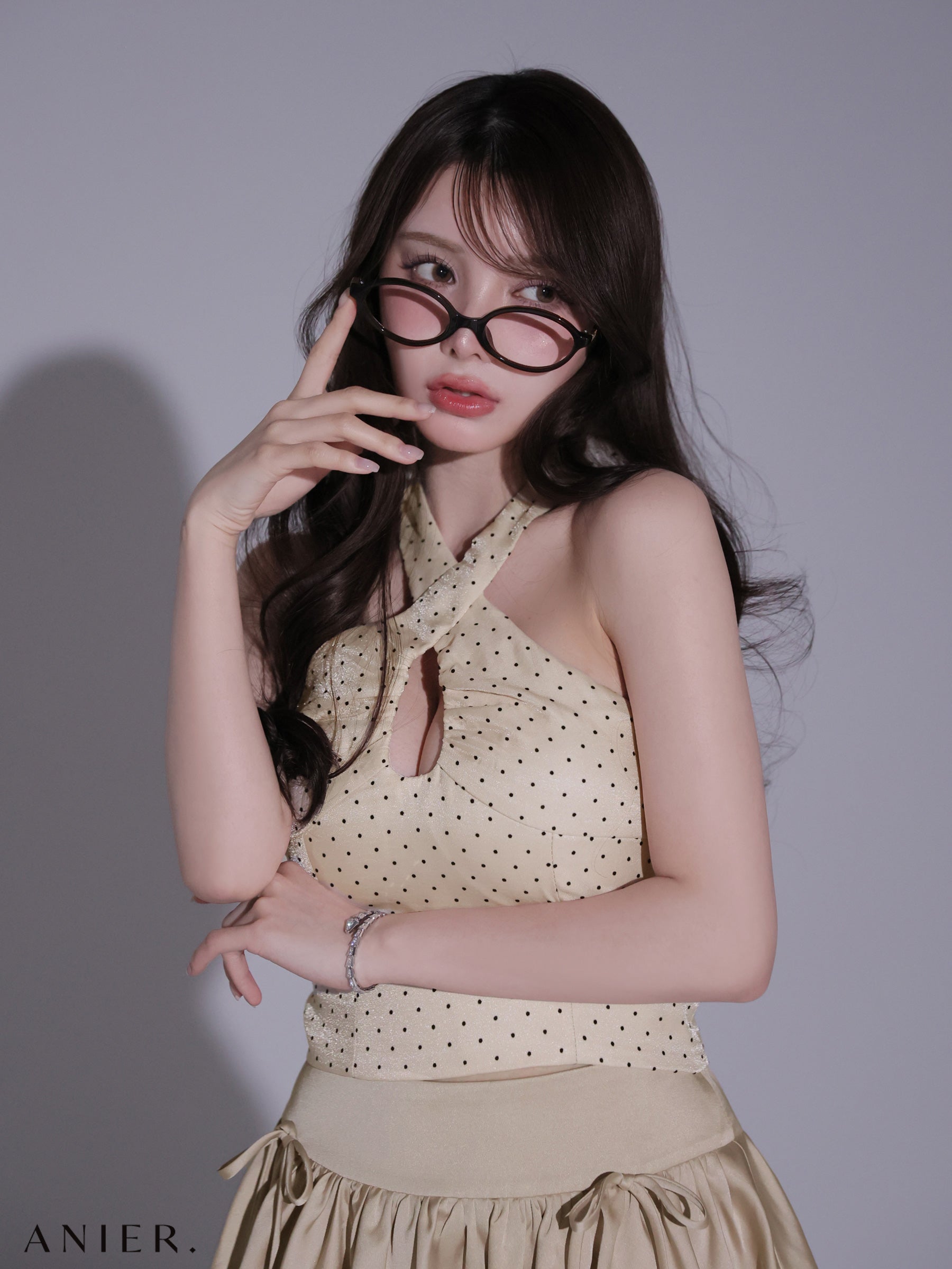 ★一部予約商品★【8月上旬頃入荷予定】【XSサイズあり】 Dot organdy×balloon skirt two-piece mini dress (anier4065)