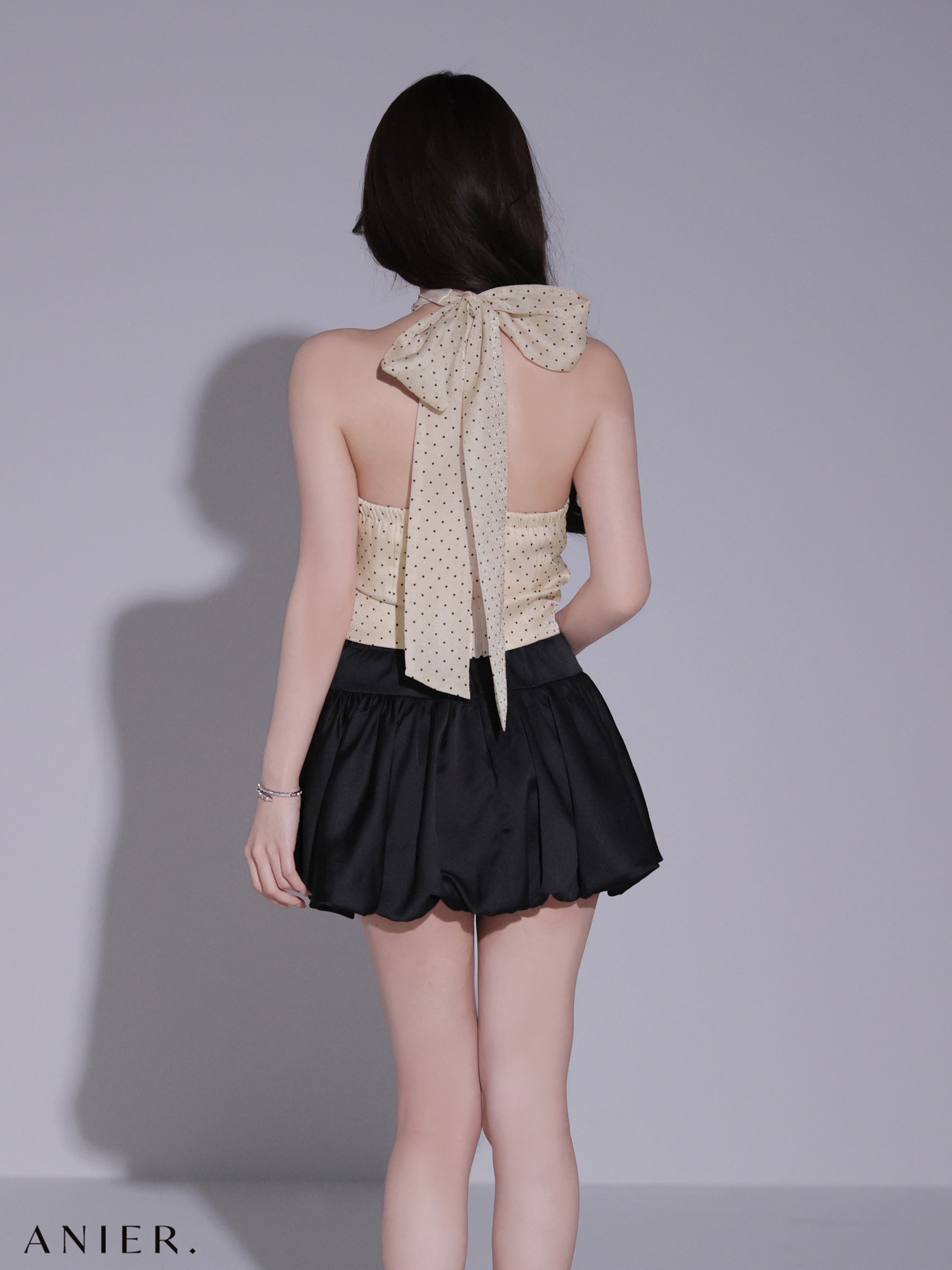 ★一部予約商品★【8月上旬頃入荷予定】【XSサイズあり】 Dot organdy×balloon skirt two-piece mini dress (anier4065)