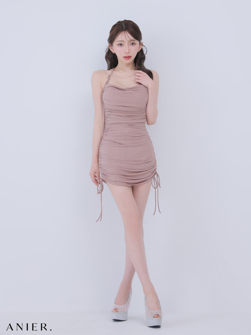 【XSサイズあり】 glitter drape couture mini dress（anier4073）
