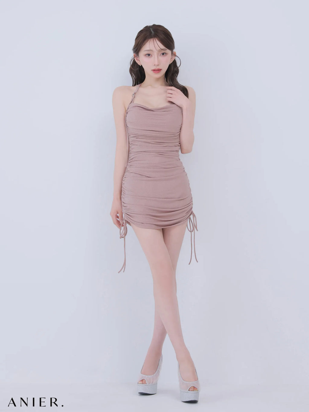 glitter drape couture mini dress（anier4073）