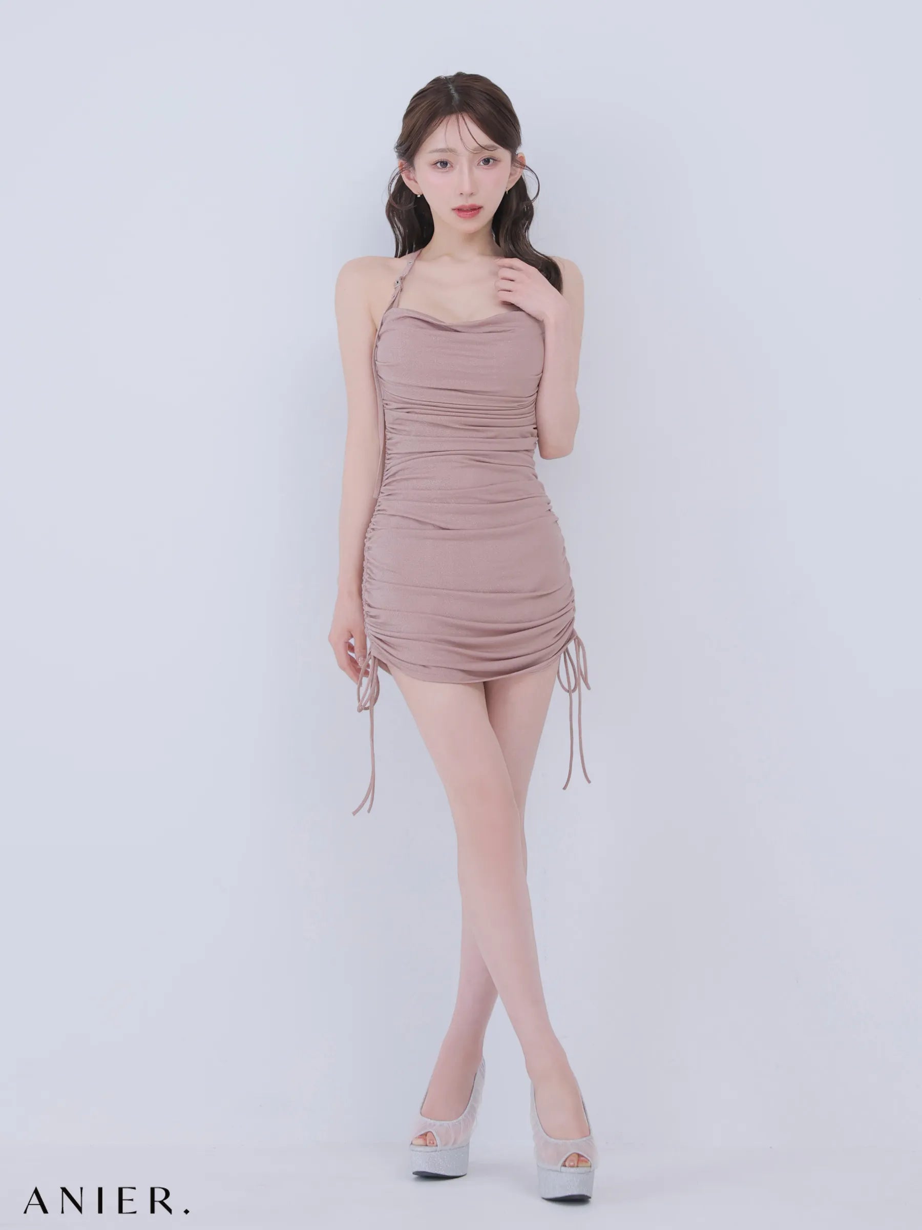 glitter drape couture mini dress（anier4073）