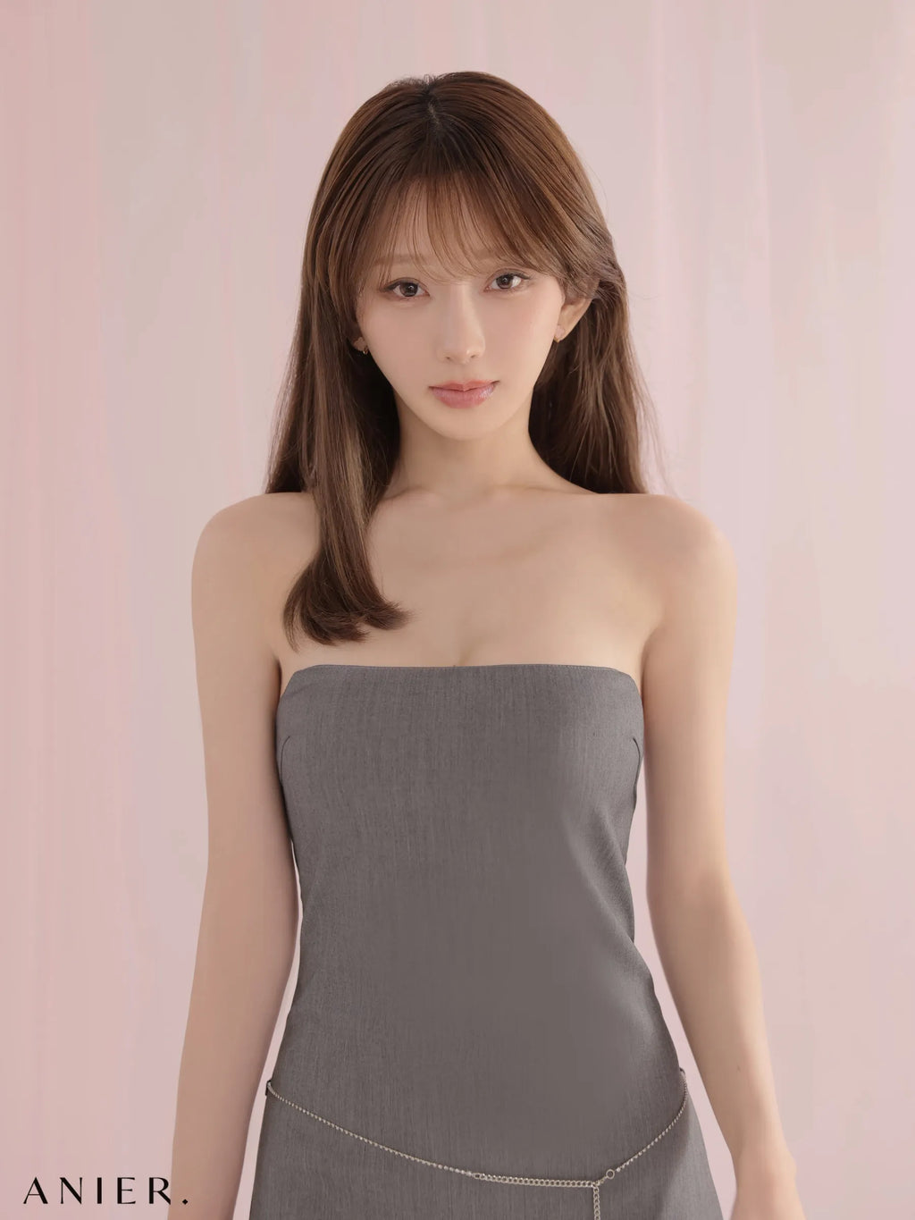 Minimal chain belt mini dress（anier4077）