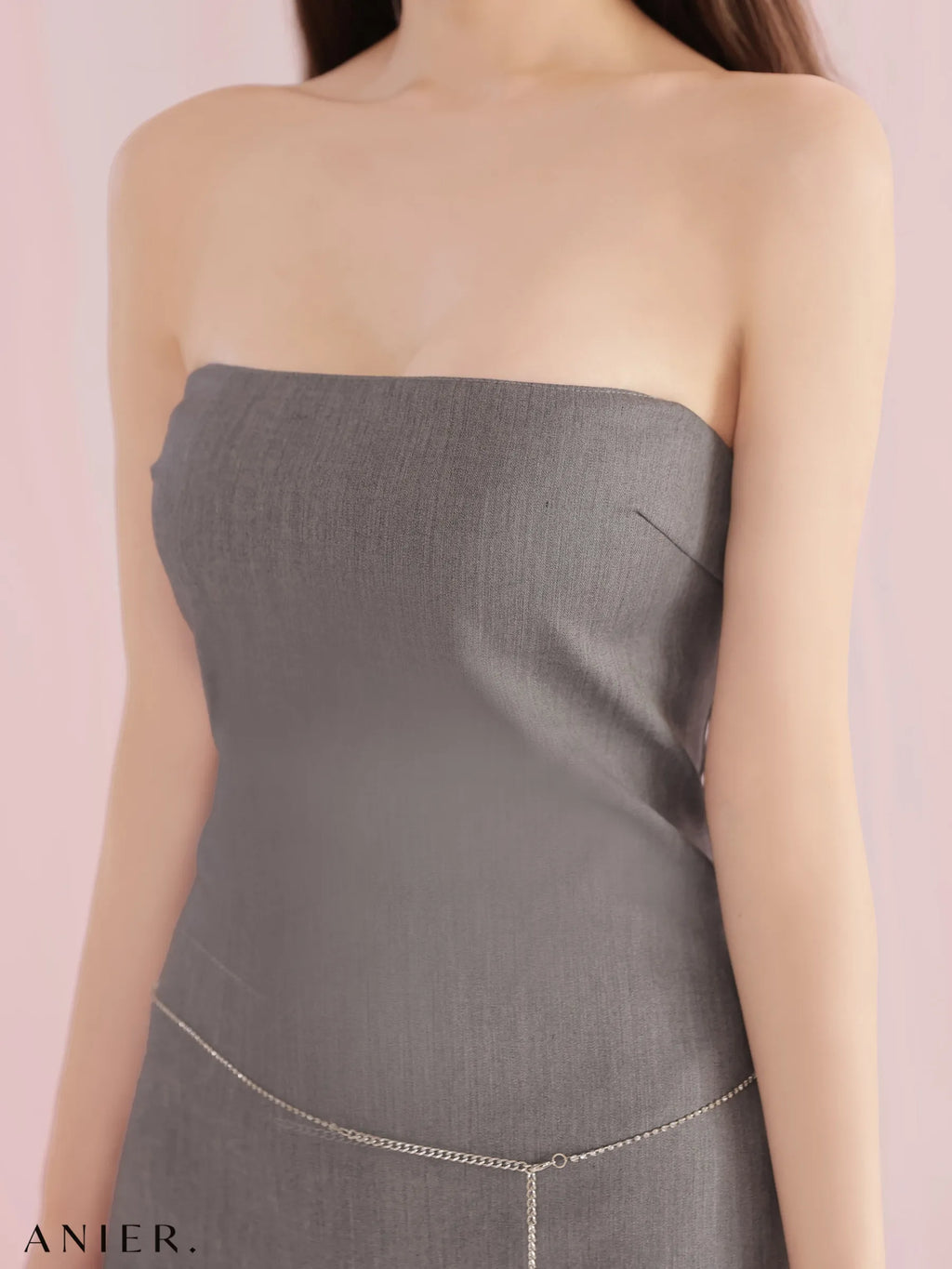 Minimal chain belt mini dress（anier4077）