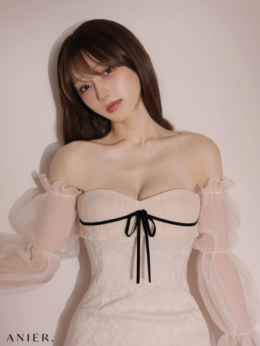2way sleeve wanghong bare mini dress（anier4078）