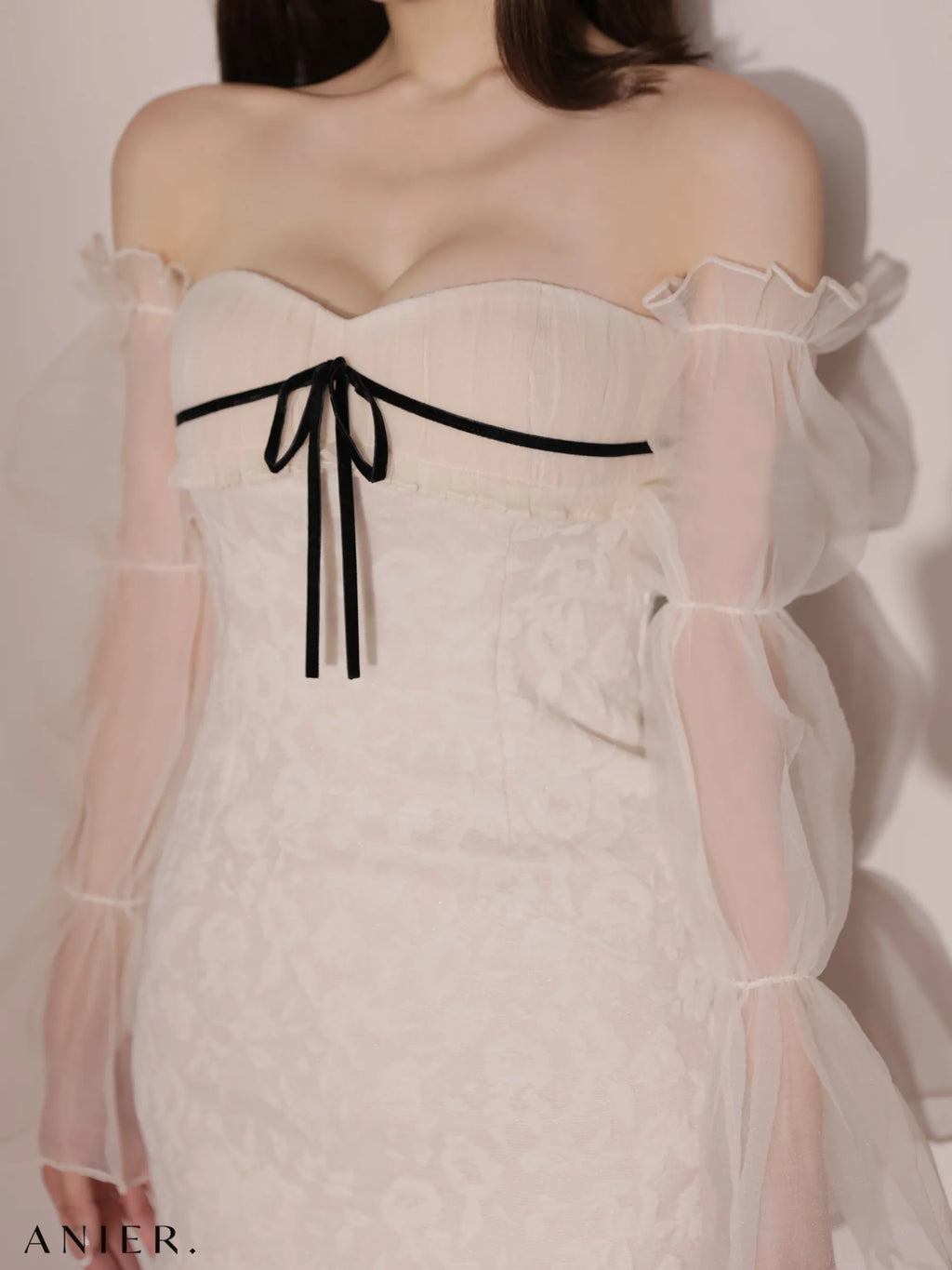 2way sleeve wanghong bare mini dress（anier4078）
