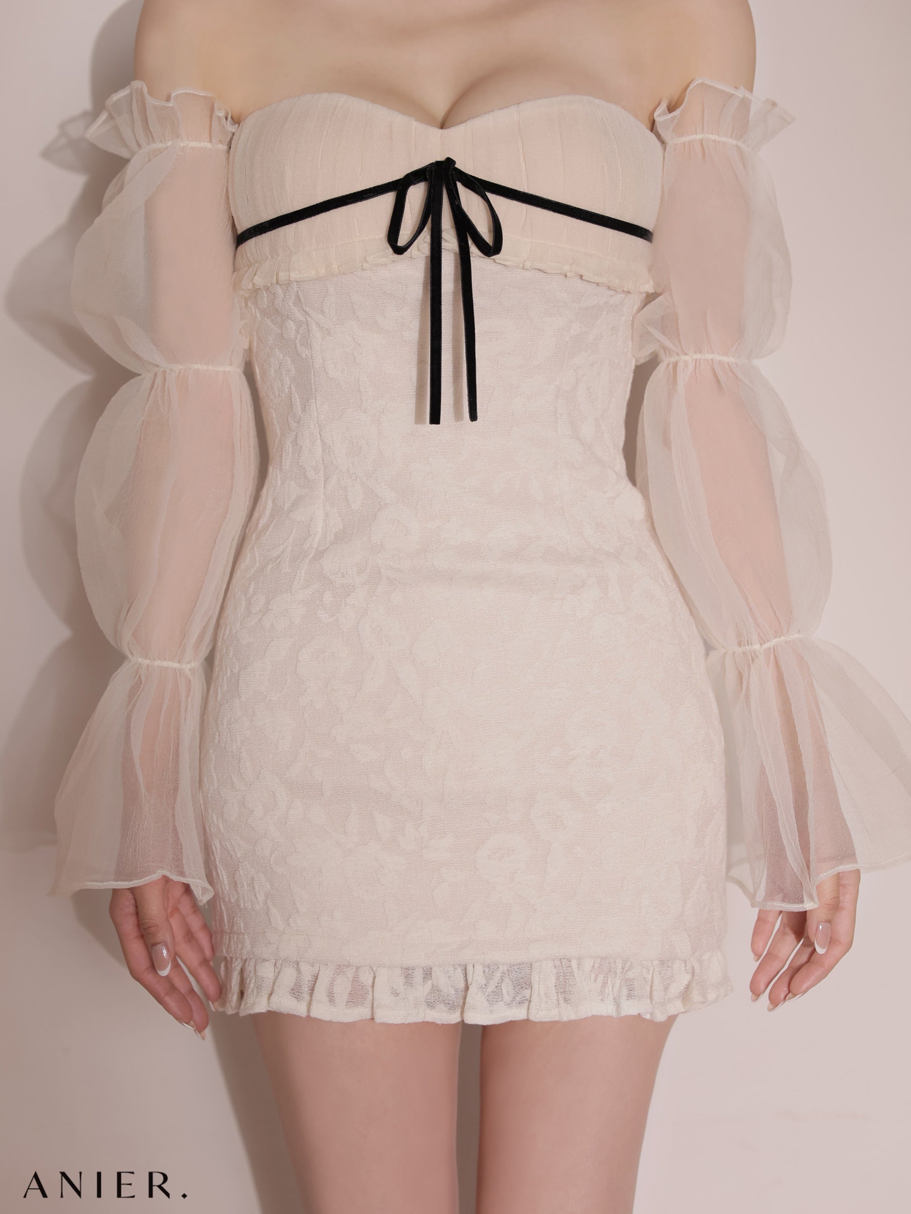 ★予約商品★【７月上旬頃入荷予定】【XSサイズあり】 2way sleeve wanghong bare mini dress（anier4078）