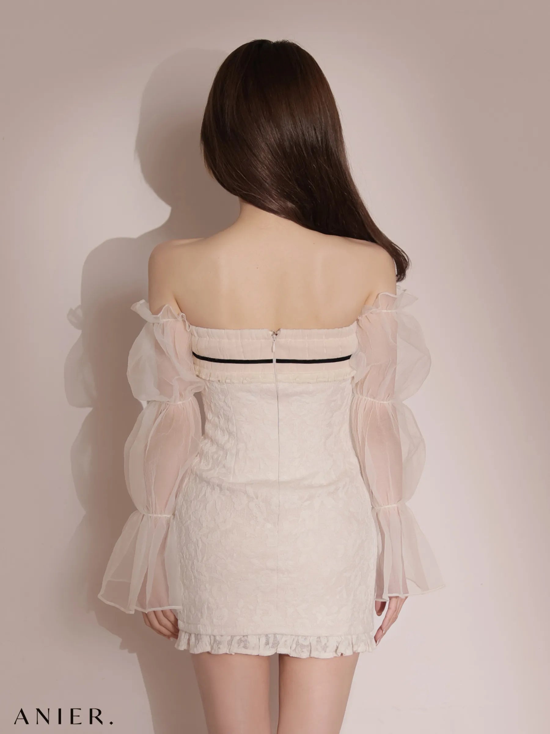 2way sleeve wanghong bare mini dress（anier4078）