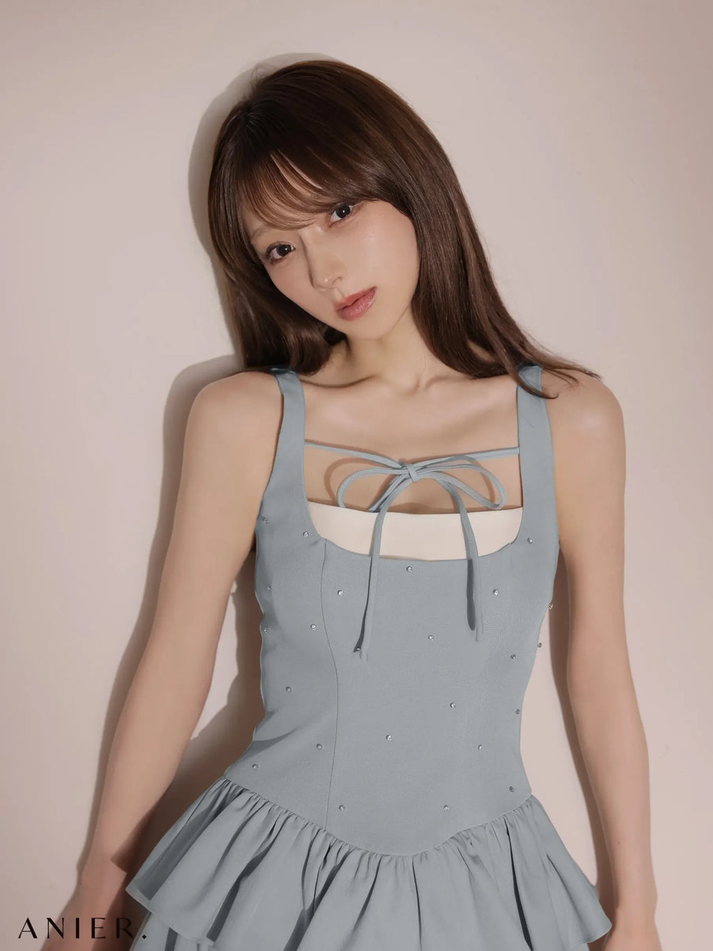 Mute feminine tiered mini dress（anier4079）