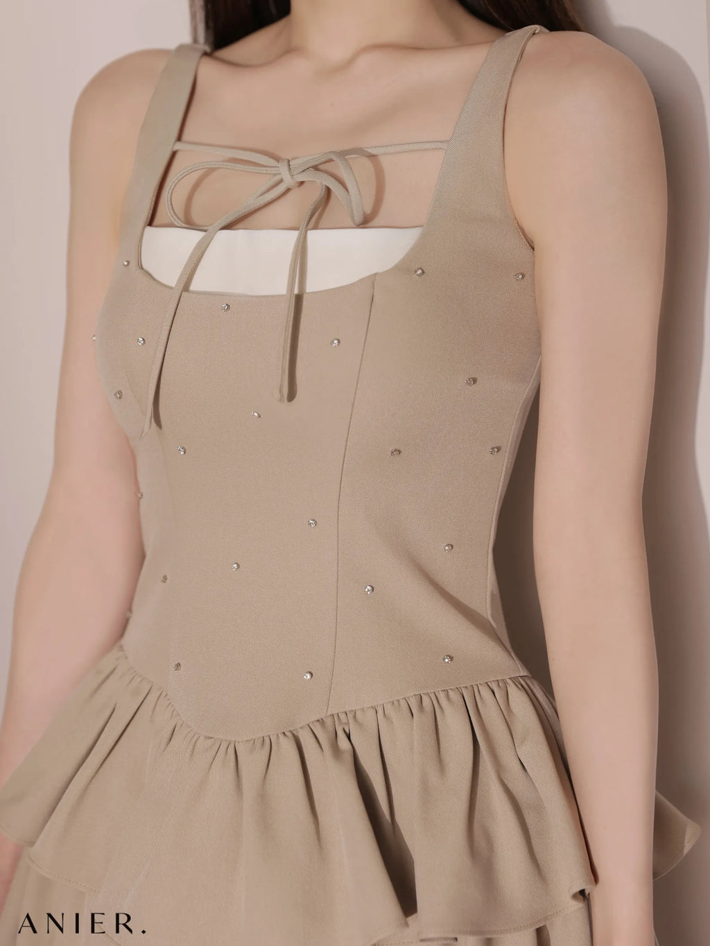 Mute feminine tiered mini dress（anier4079）