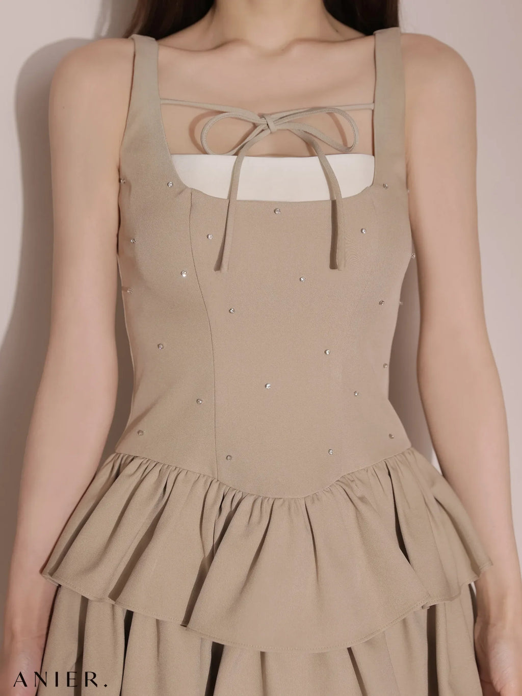 Mute feminine tiered mini dress（anier4079）