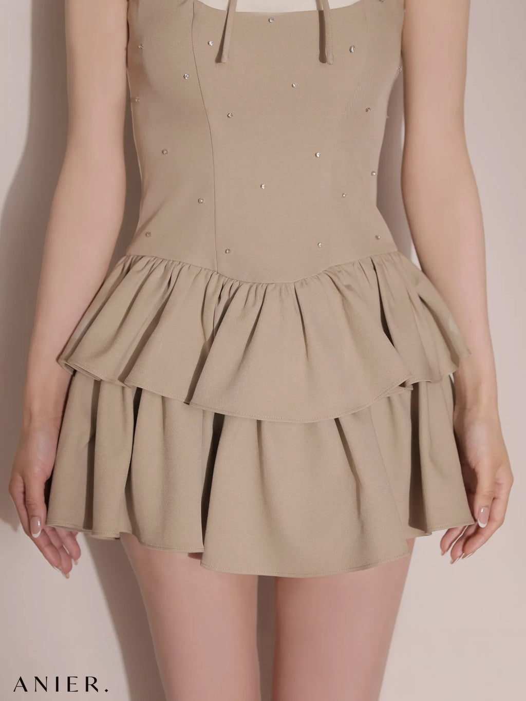 Mute feminine tiered mini dress（anier4079）