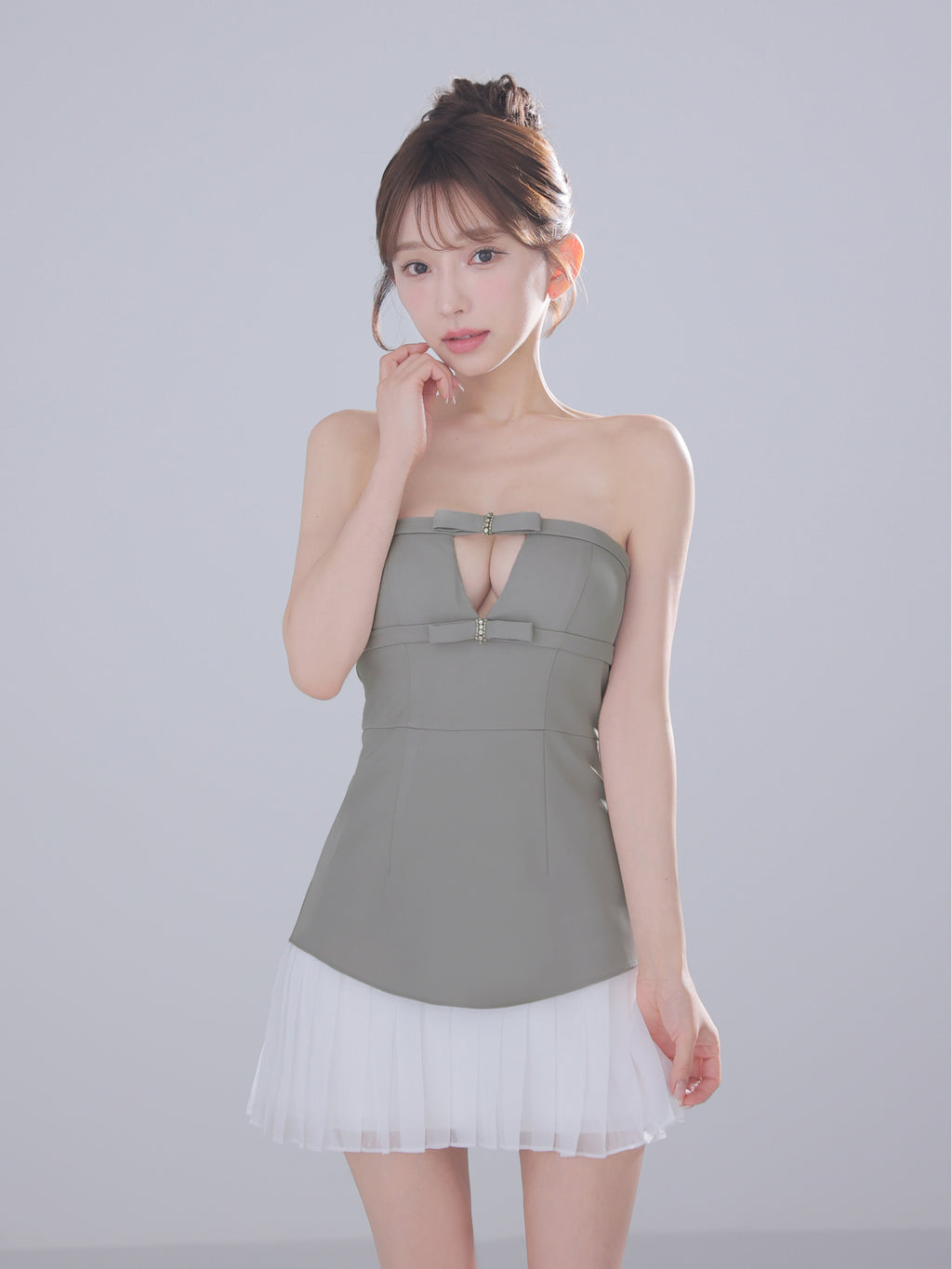 ★予約商品★【7月下旬頃入荷予定】【XSサイズあり】Twin Bow Layered Mini Dress（anier4090）
