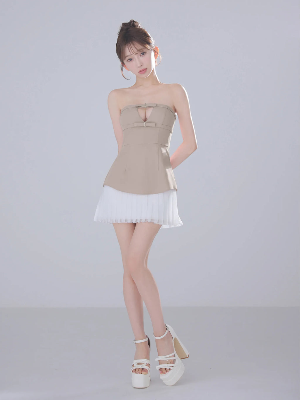 Twin Bow Layered Mini Dress（anier4090）