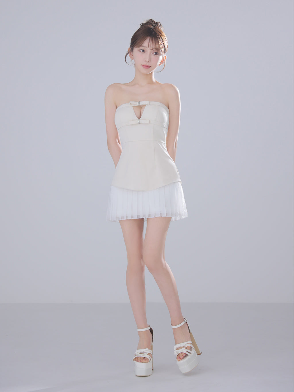 ★予約商品★【7月下旬頃入荷予定】【XSサイズあり】Twin Bow Layered Mini Dress（anier4090）