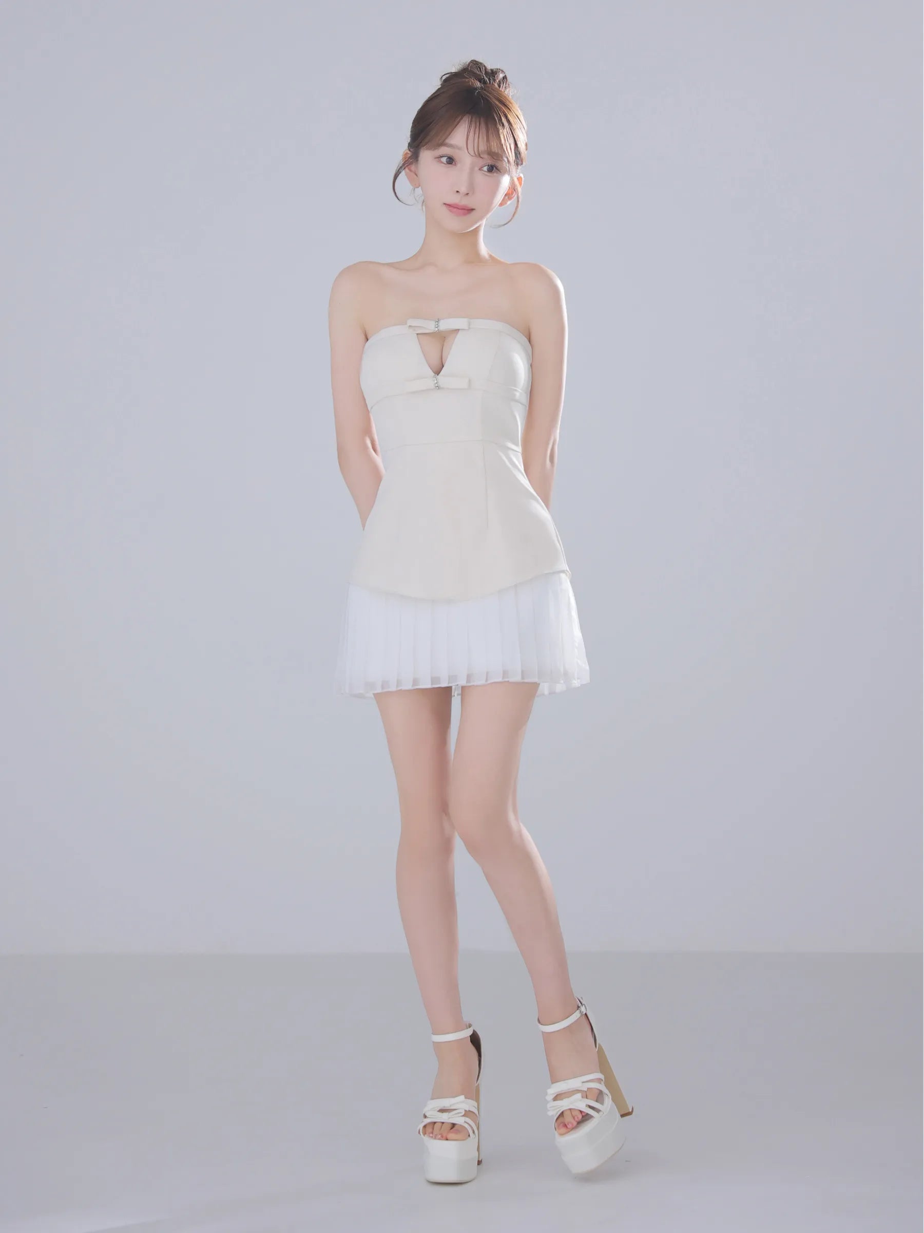 Twin Bow Layered Mini Dress（anier4090）
