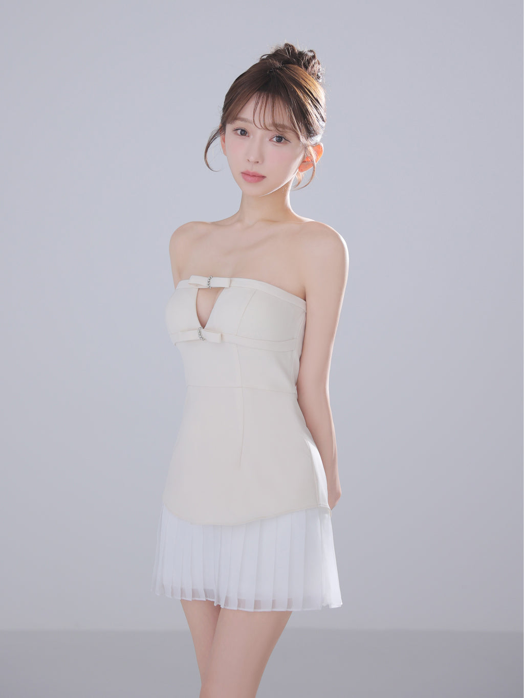 ★予約商品★【7月下旬頃入荷予定】【XSサイズあり】Twin Bow Layered Mini Dress（anier4090）