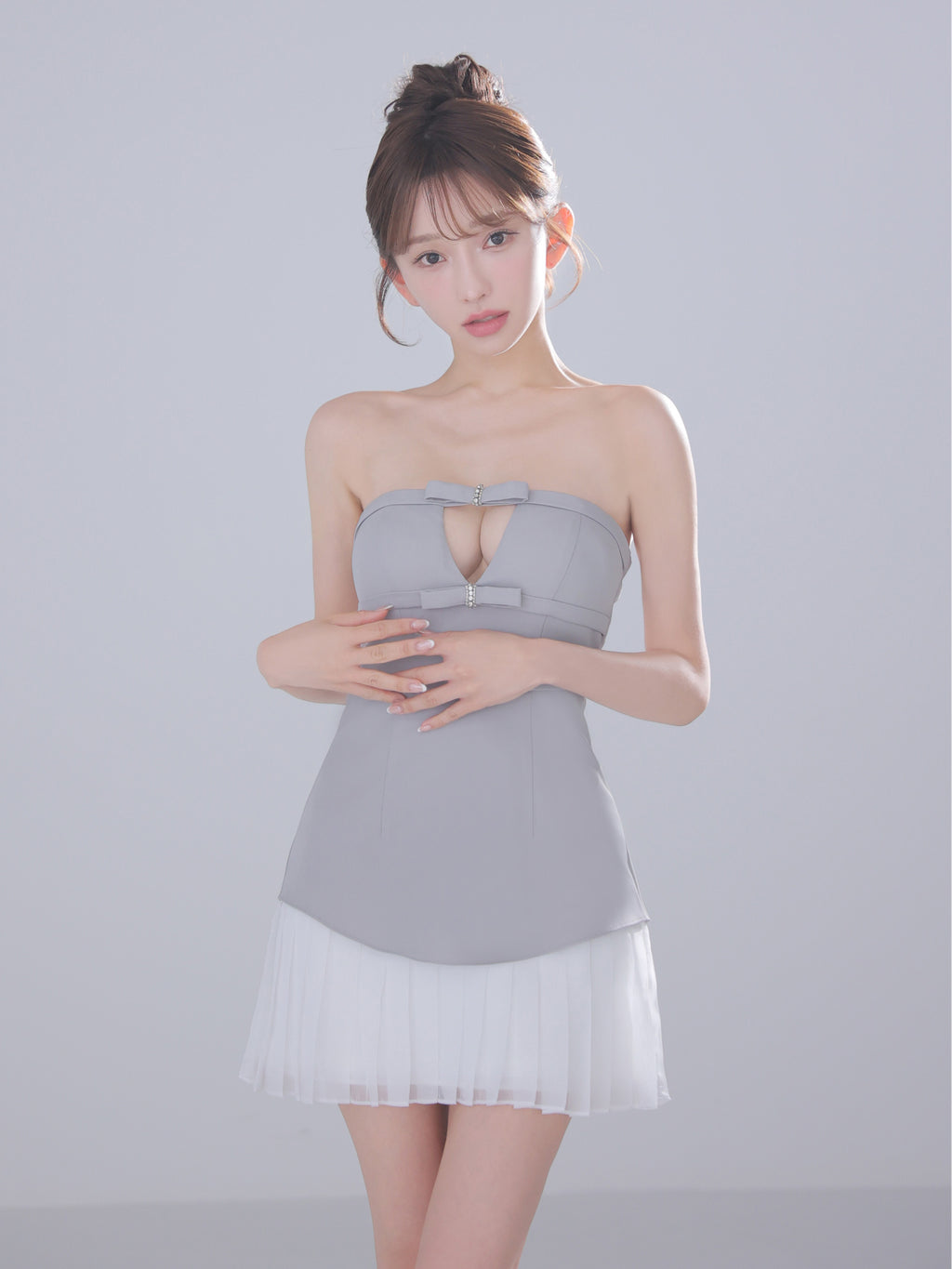 ★予約商品★【7月下旬頃入荷予定】【XSサイズあり】Twin Bow Layered Mini Dress（anier4090）