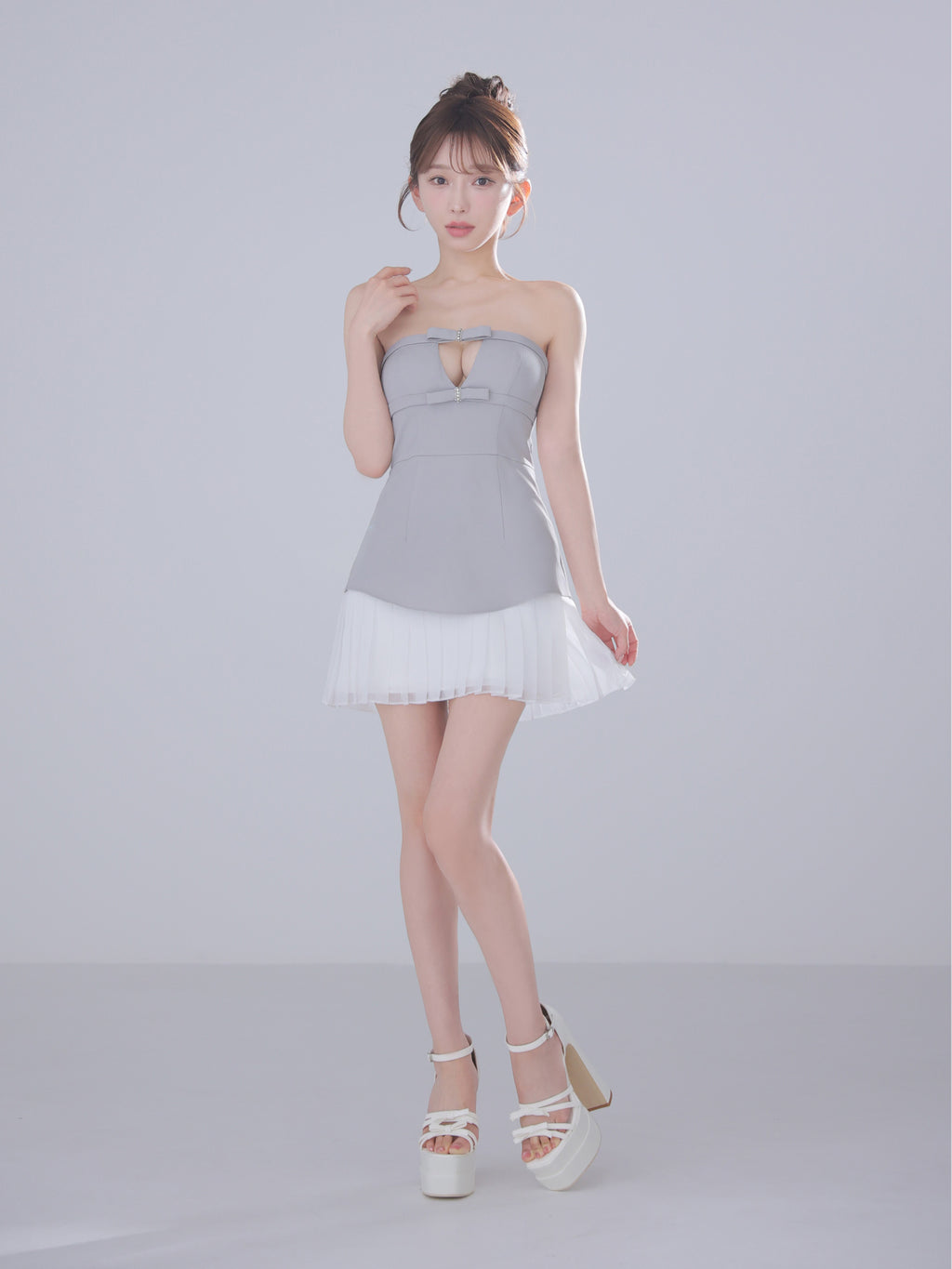 ★予約商品★【7月下旬頃入荷予定】【XSサイズあり】Twin Bow Layered Mini Dress（anier4090）