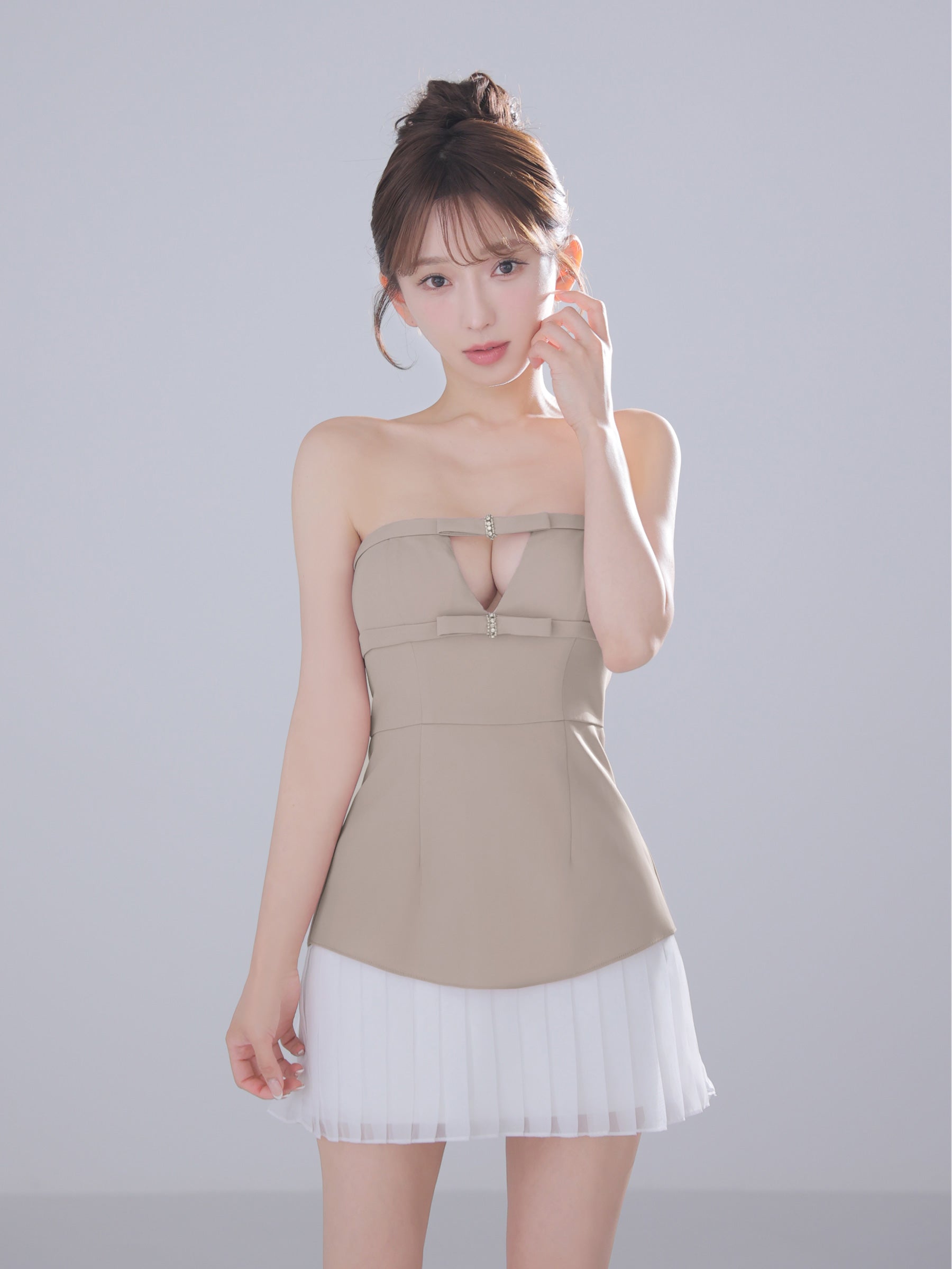 ★予約商品★【7月下旬頃入荷予定】【XSサイズあり】Twin Bow Layered Mini Dress（anier4090）