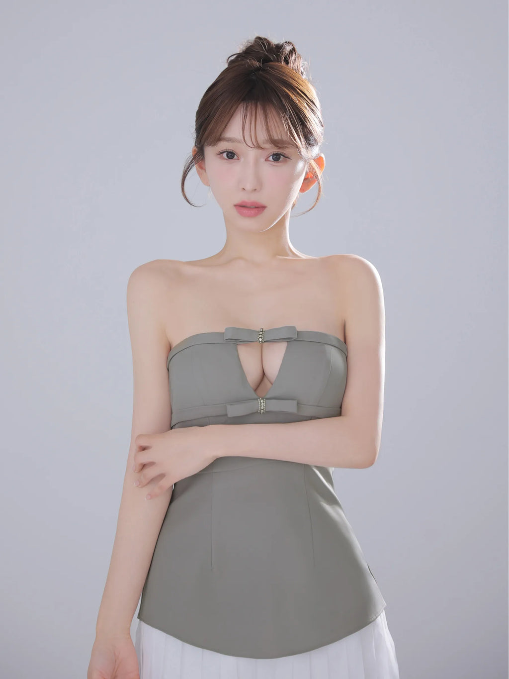 Twin Bow Layered Mini Dress（anier4090）