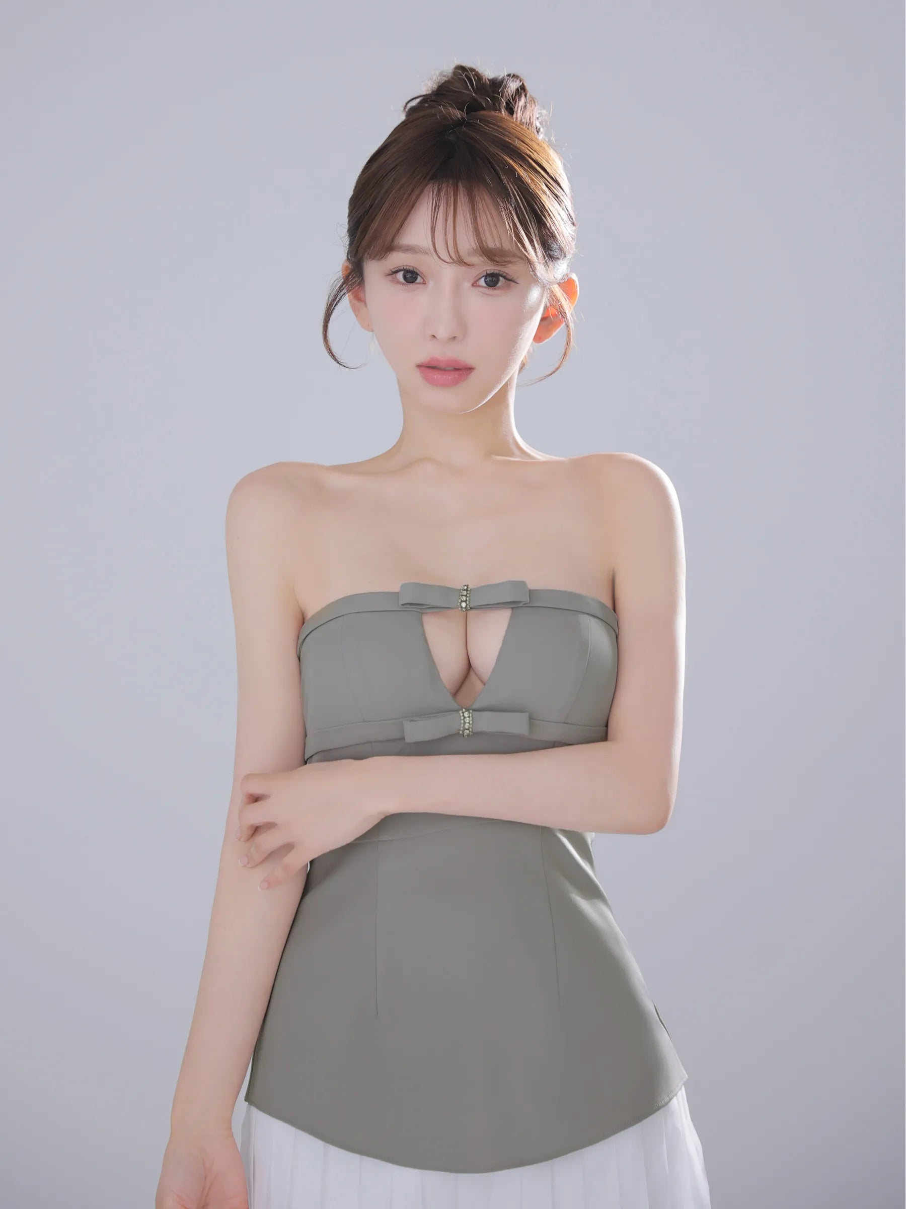 Twin Bow Layered Mini Dress（anier4090）